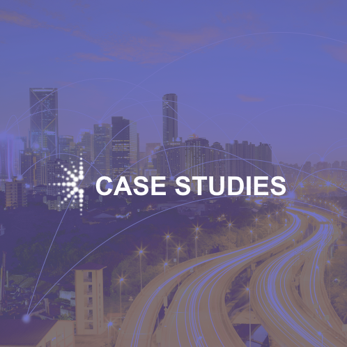 Cityscape with "Case Studies" Text