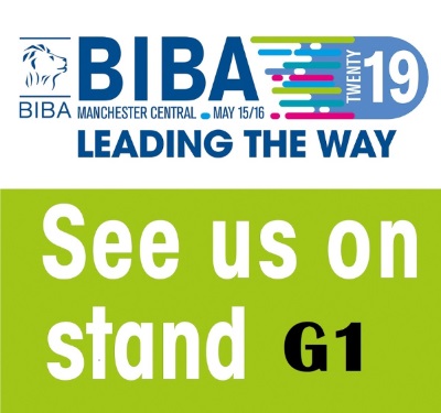 BIBA 2019 Logo See us on stand G1